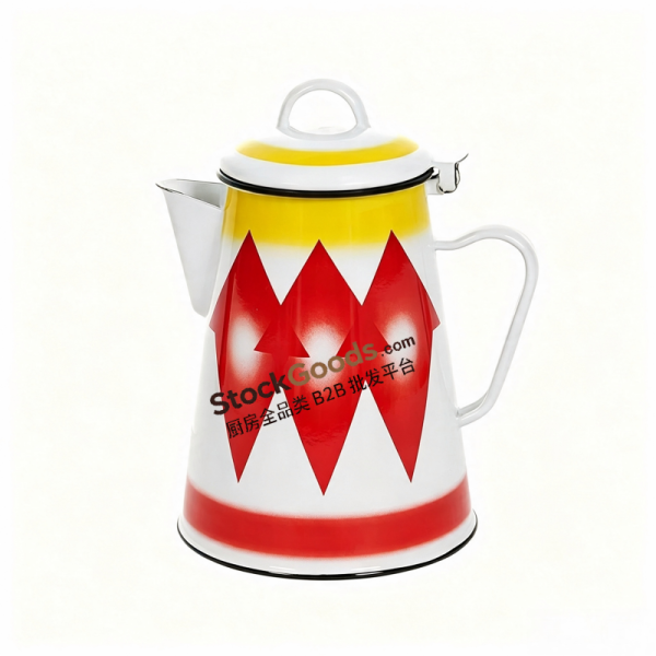 GüzelEmaye High Quality Arabic Style Enamel Coffee Pot, Metal Handle, Multiple Sizes & Styles Available